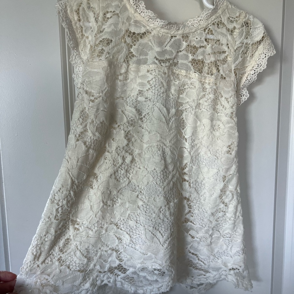 Joyfolie Cream Lace Top